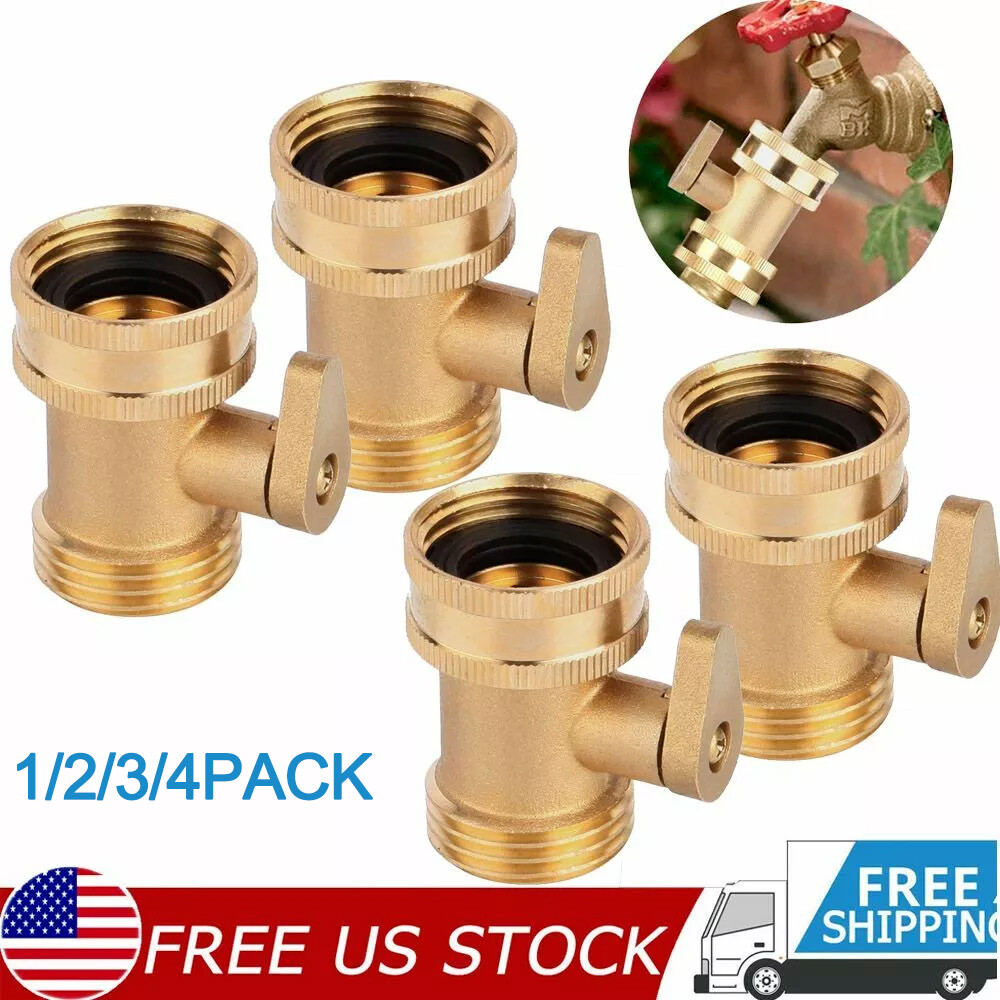 1-4pcs 3/4'' Brass Garden Hose Shut Off Valve Water Pipe Faucet Connector Handy