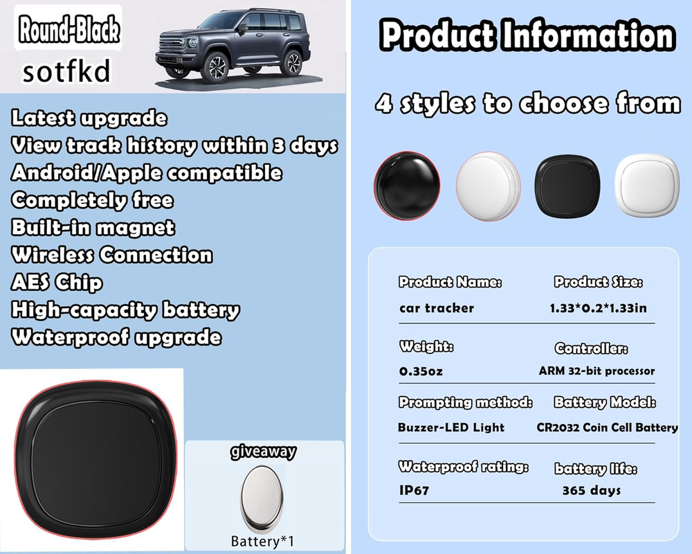 Universal GPS Tracker for Cars - No Monthly Fee - Works with Android & iOS-image