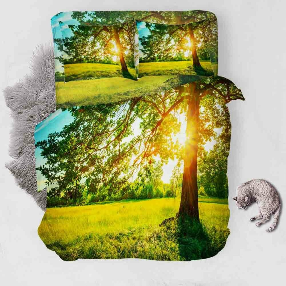 Green Lawn Sun 3D Printing Duvet Quilt Doona Covers Pillow Case Bedding Sets-image